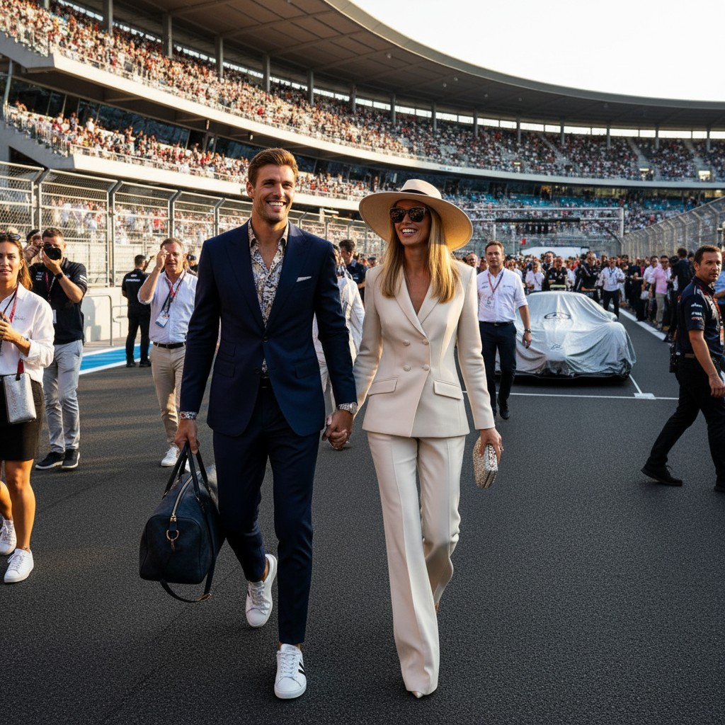 Jannik Sinner and Laila Hasanovic at the Abu Dhabi Grand Prix, making their first public appearance as a couple.